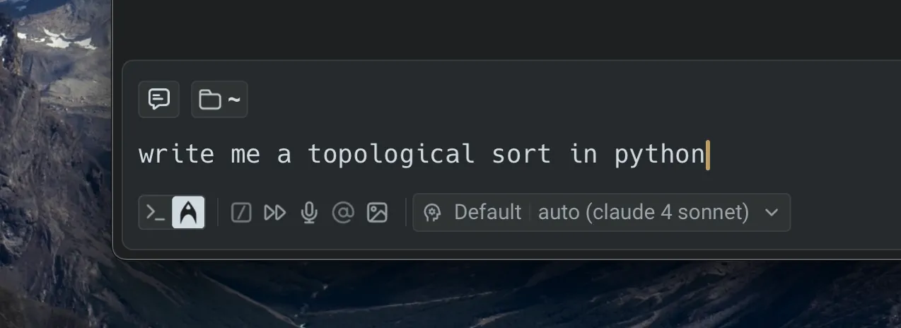 Universal Input with auto-detection off in Agent Mode.